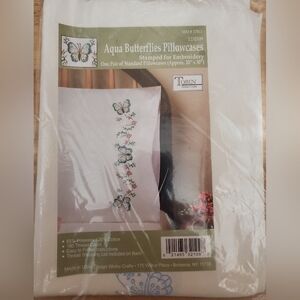 Tobin Aqua Embroidery Pillowcases